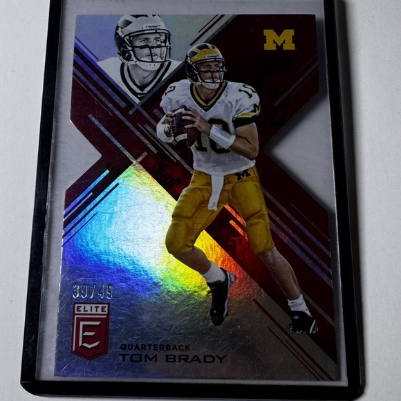 Tom Brady 2017 Panini Elite Draft Picks Red Die-Cut /49 Card #95